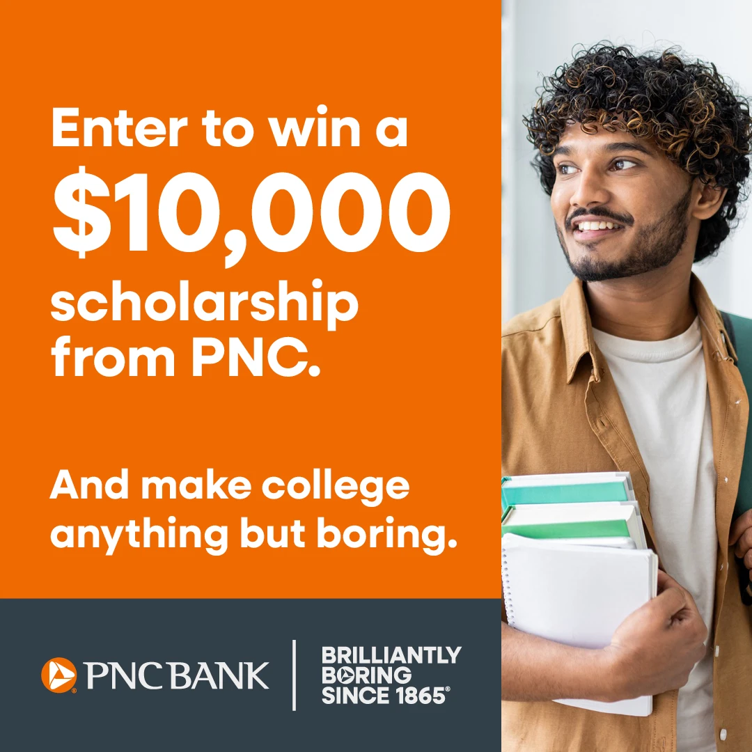 PNC Bank advertisement offering a $10,000 scholarship.