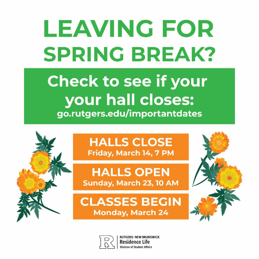Spring break 2025 important information for rutgers r family hub